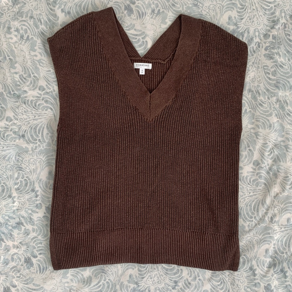 Chocolate brown knit sweater vest